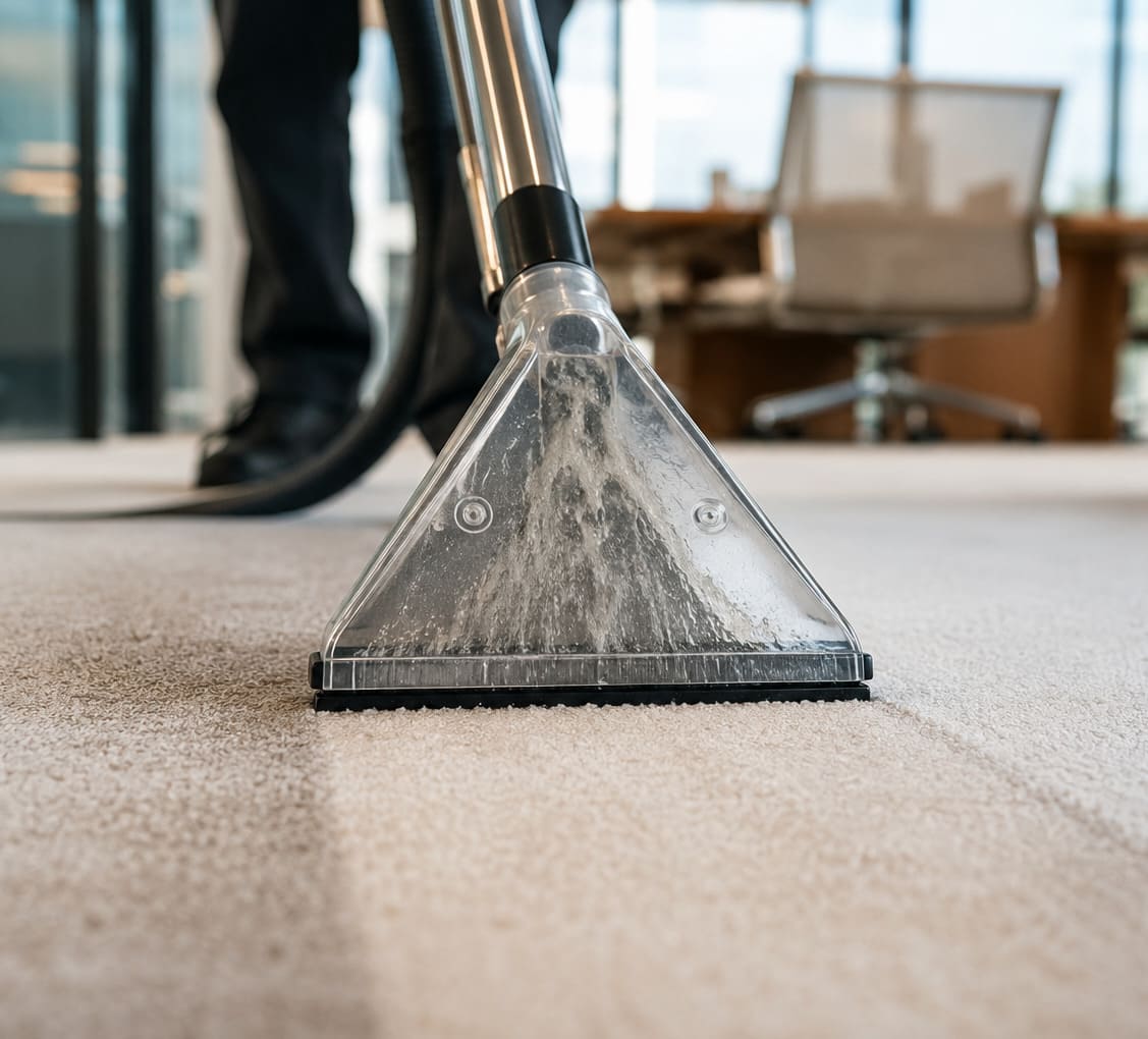 Commercial vacuum nozzle on carpet