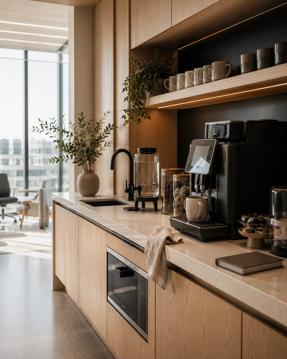 Open-plan office after cleaning